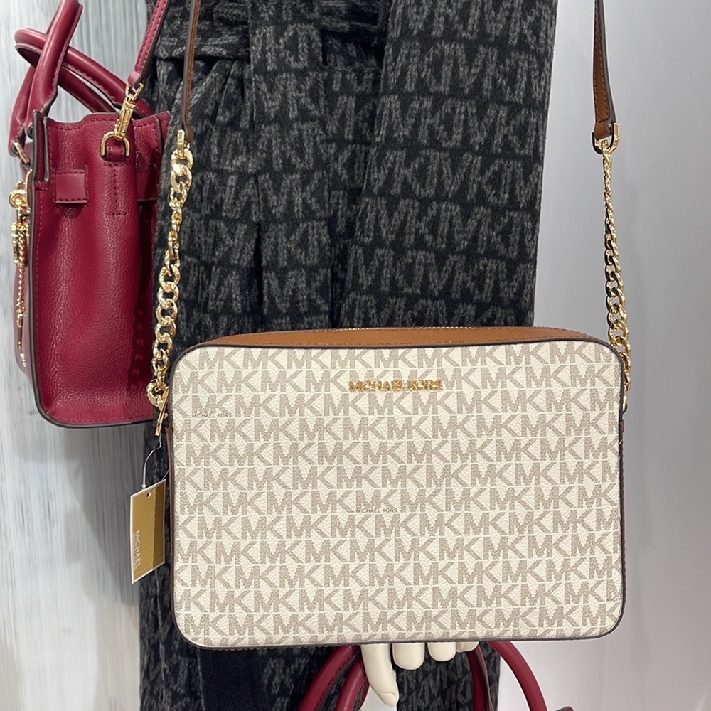 Michael Kors Jet Set Item Large East West Zip Crossbody Vanilla Signature - Picture 7 of 16